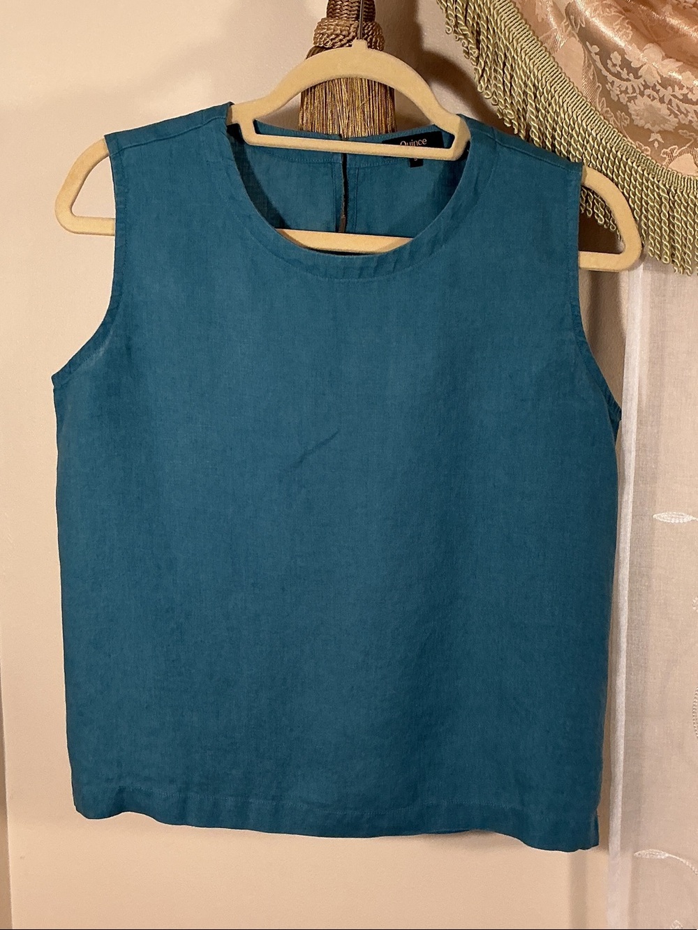 Quince Teal Sleeveless Women’s Linen Tank Top Sz S 100 European Linen.